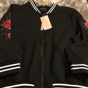 Bomber jacket with roses